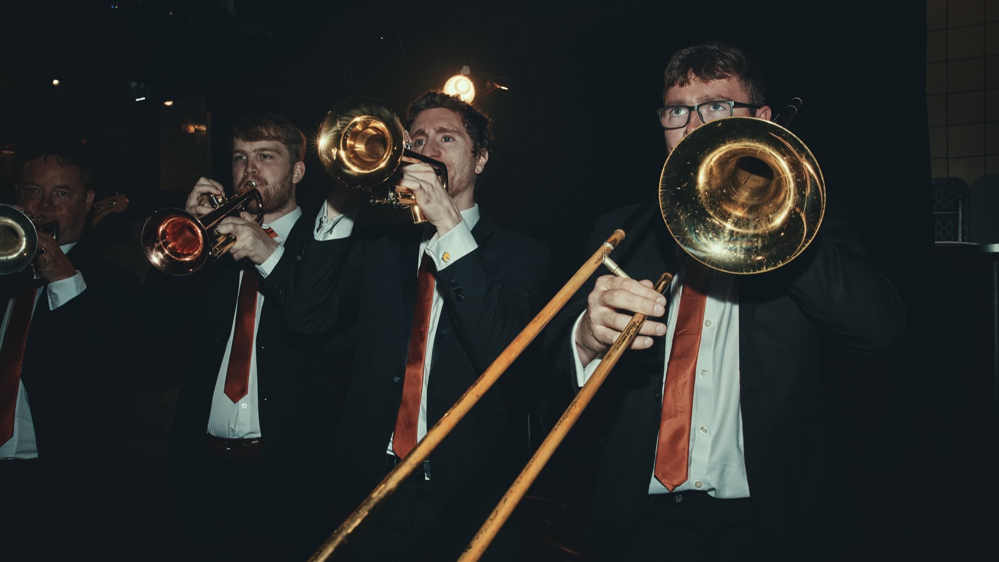 Brass section performing live
